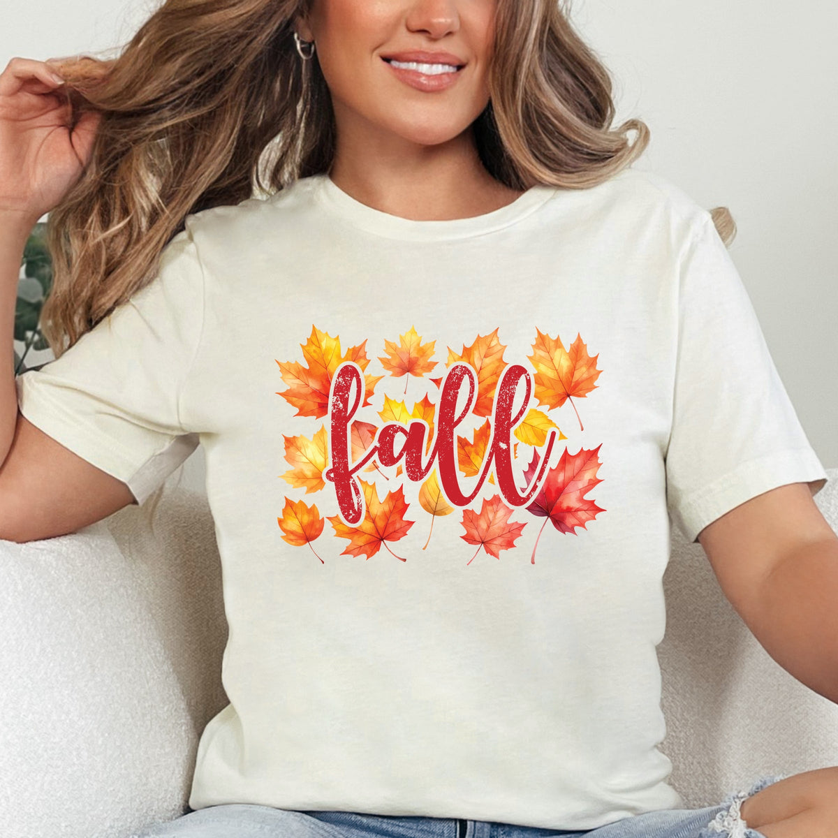 Fall Leaves Watercolor - Women's Short Sleeve Graphic T-Shirt