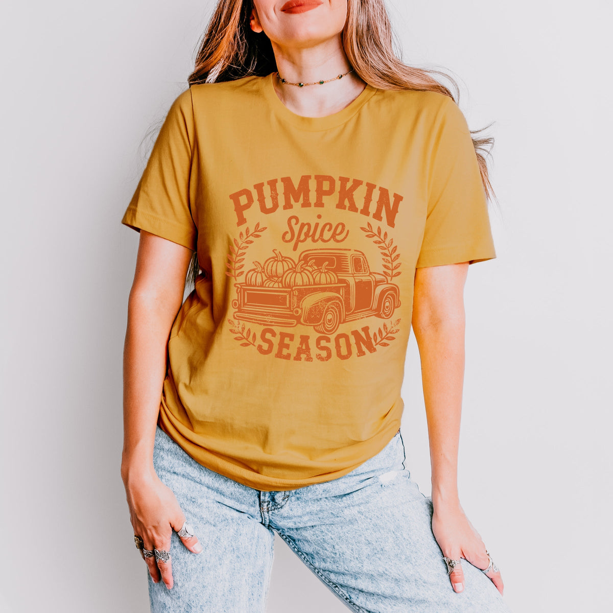 Pumpkin Spice Season Truck Distressed - Women's Short Sleeve Graphic T-Shirt