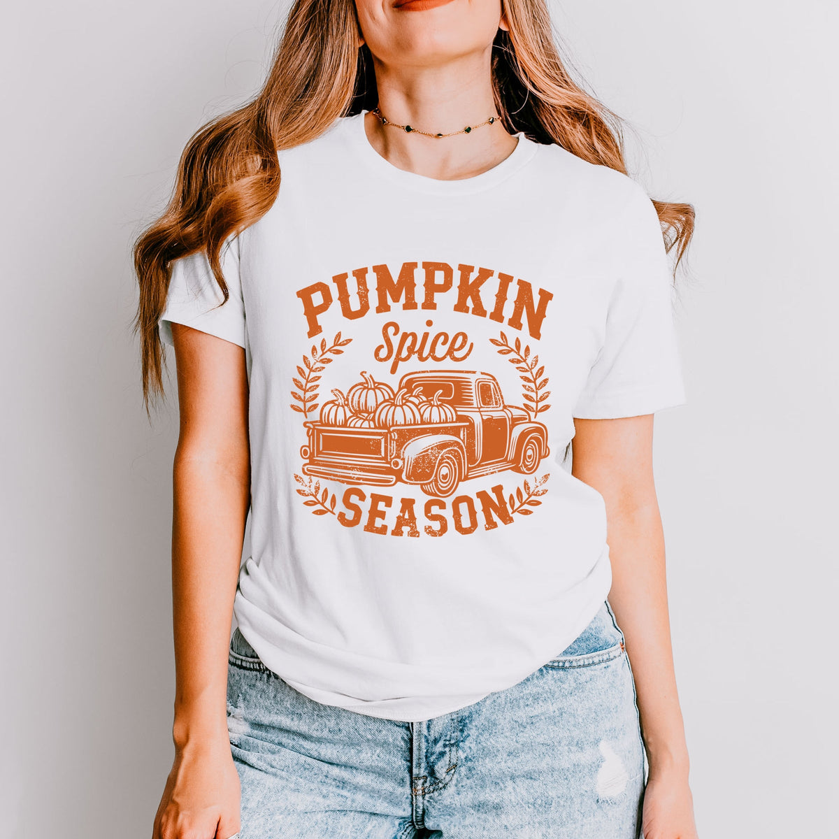 Pumpkin Spice Season Truck Distressed - Women's Short Sleeve Graphic T-Shirt