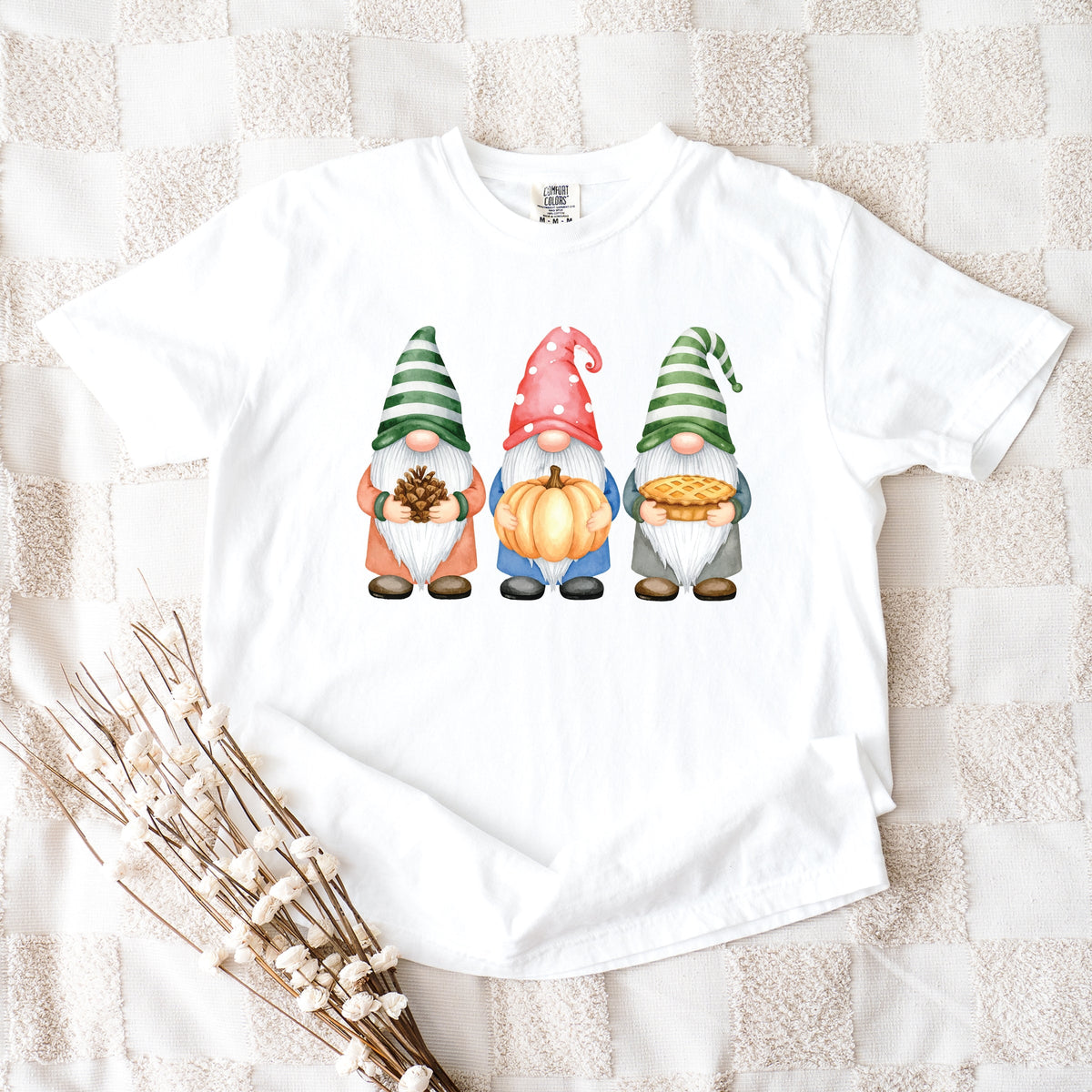 Fall Three Gnomes - Women's Garment Dyed Graphic T-Shirt