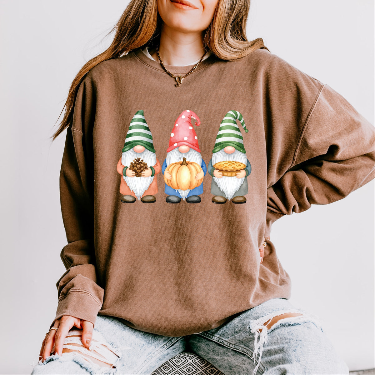 Fall Three Gnomes - Women's Lightweight Garment Dyed Sweatshirt