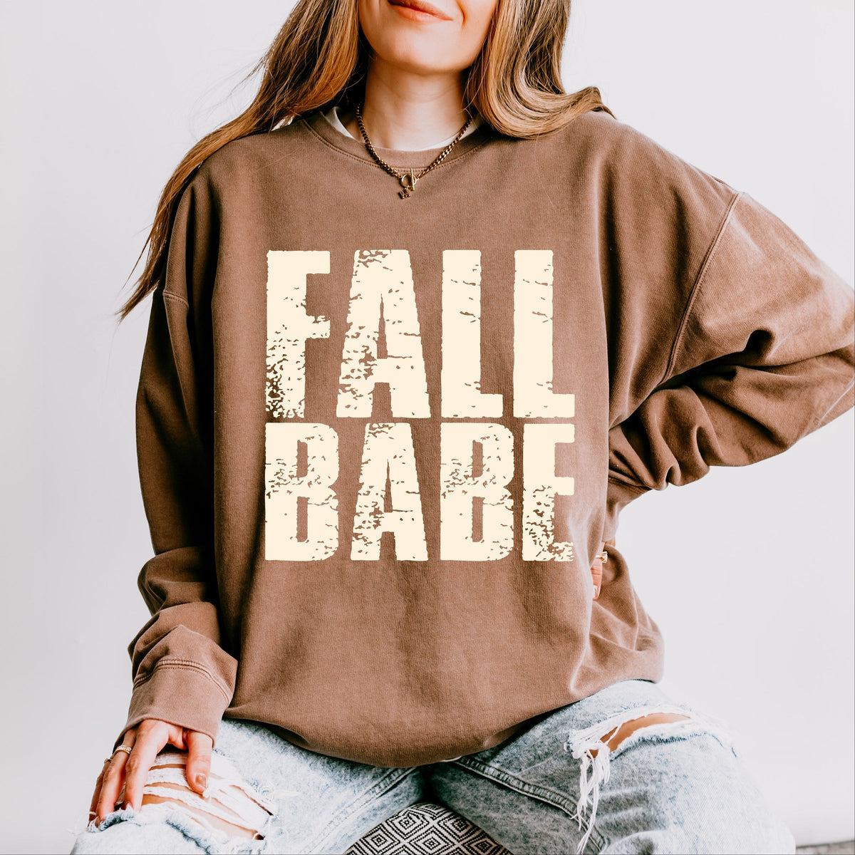 Fall Babe Distressed - Women's Lightweight Garment Dyed Sweatshirt