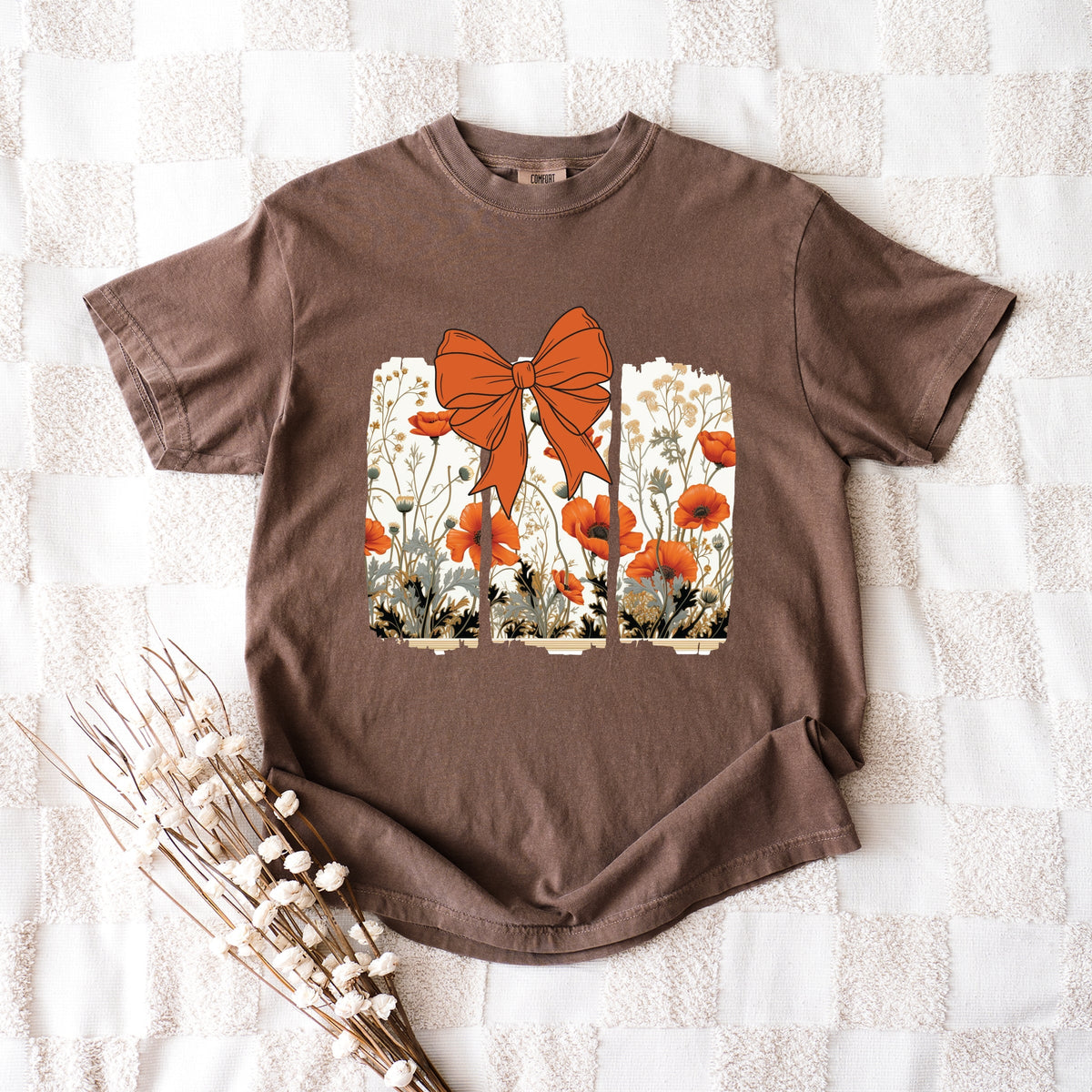Coquette Fall Floral Orange - Women's Garment Dyed Tee