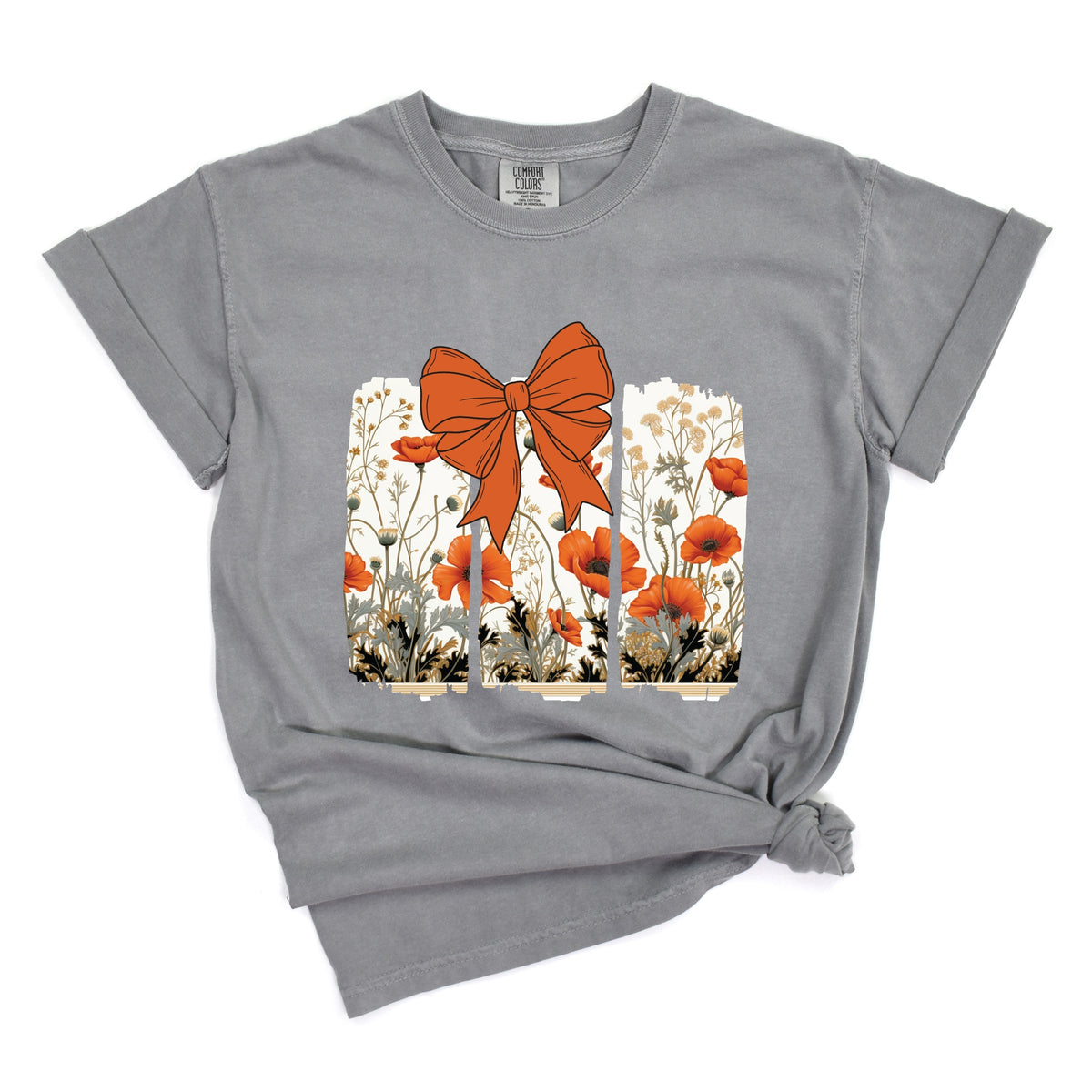 Coquette Fall Floral Orange - Women's Garment Dyed Tee