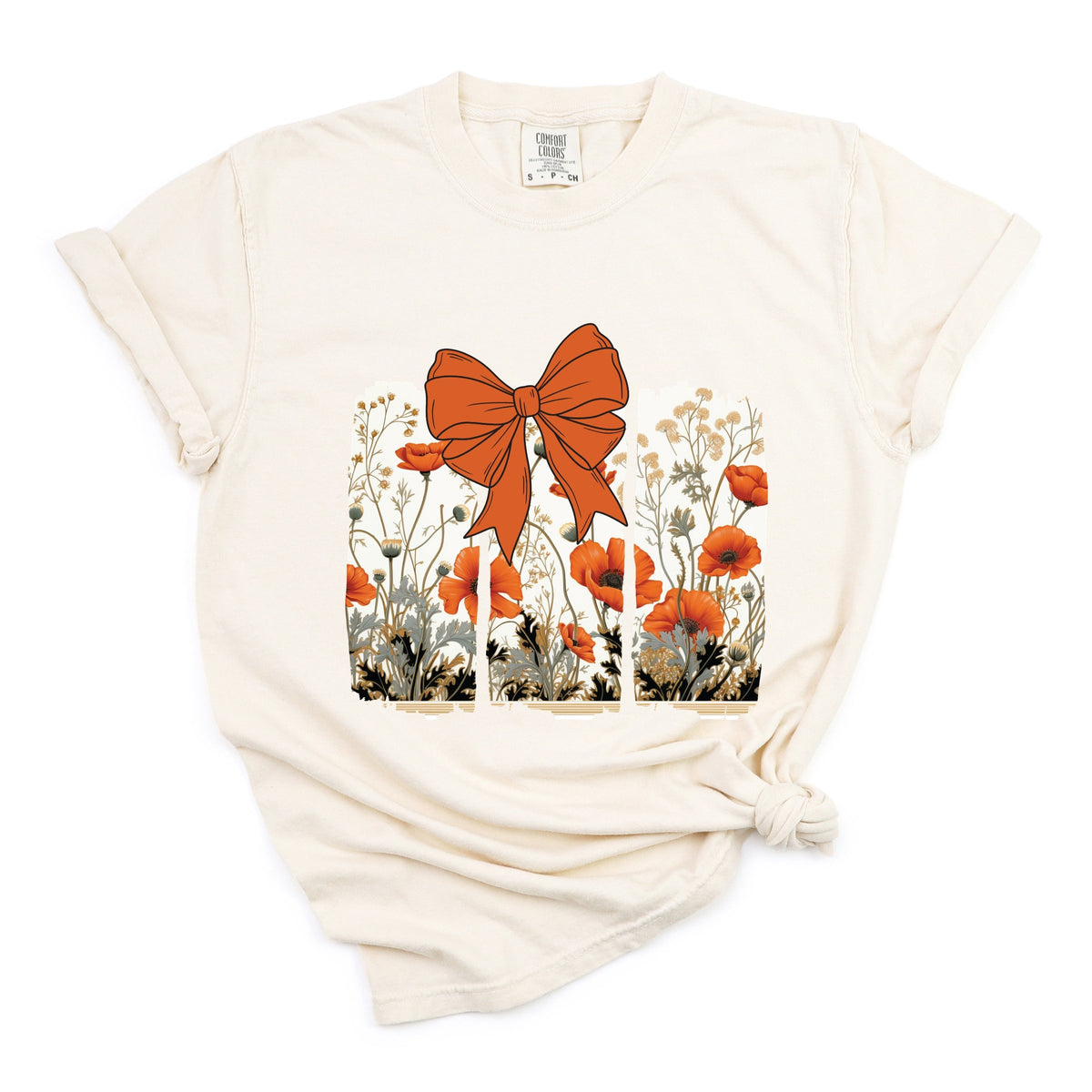 Coquette Fall Floral Orange - Women's Garment Dyed Tee