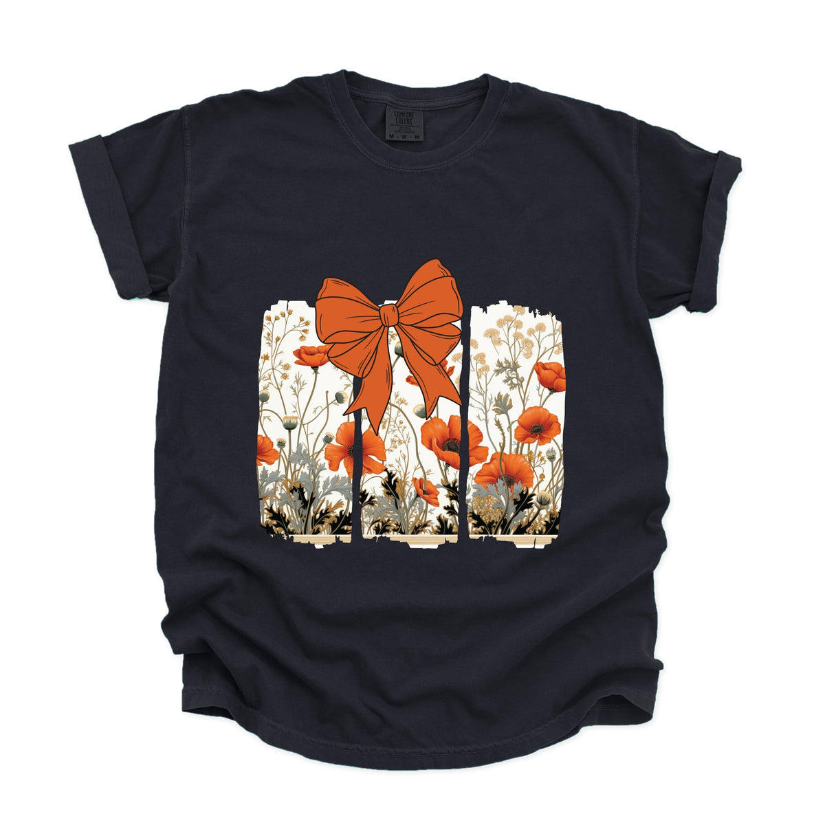 Coquette Fall Floral Orange - Women's Garment Dyed Tee
