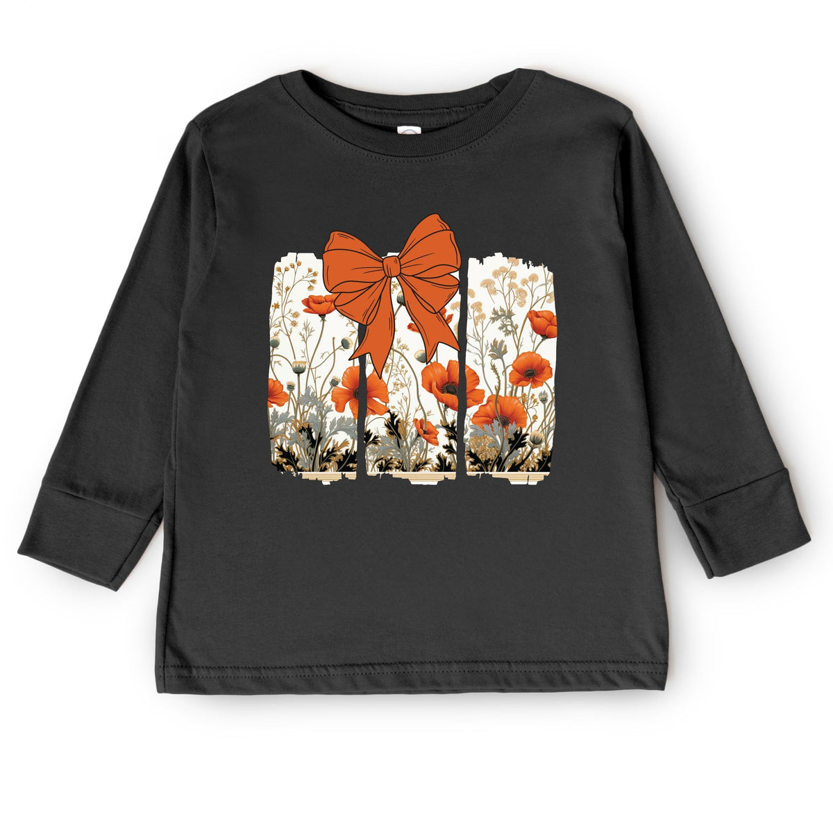 Coquette Fall Floral Orange - Toddler Long Sleeve Graphic Tee
