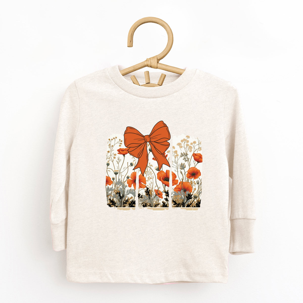Coquette Fall Floral Orange - Toddler Long Sleeve Graphic Tee