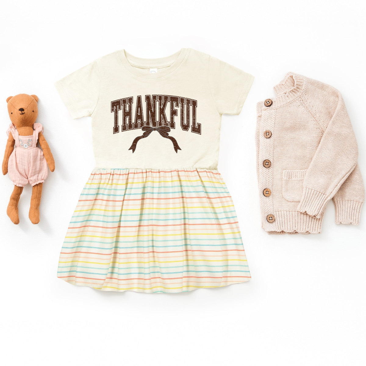 Varsity Thankful Coquette - Toddler Graphic Dress and Infant Dress