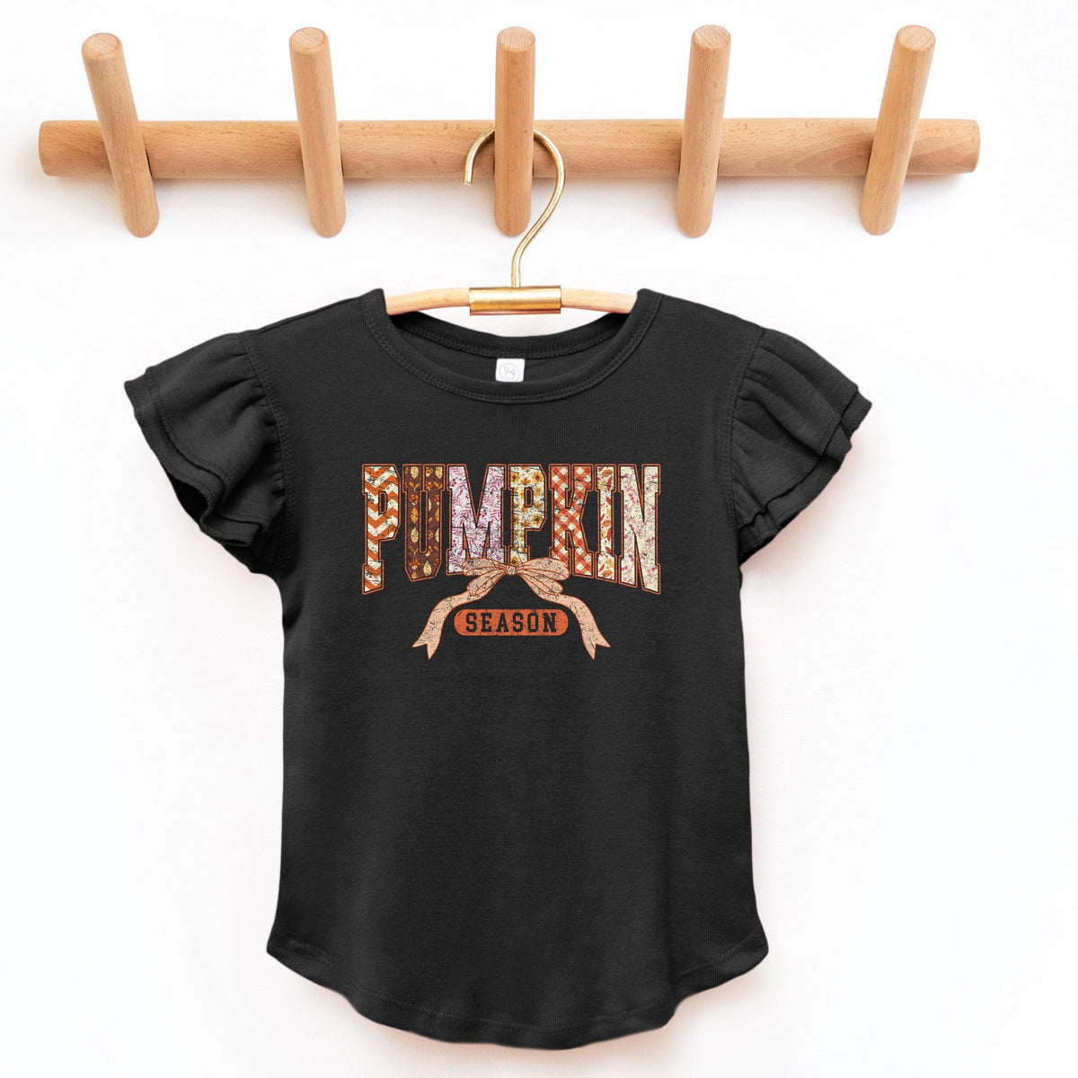Pumpkin Season Patterns - Flutter Sleeve Graphic T-Shirt
