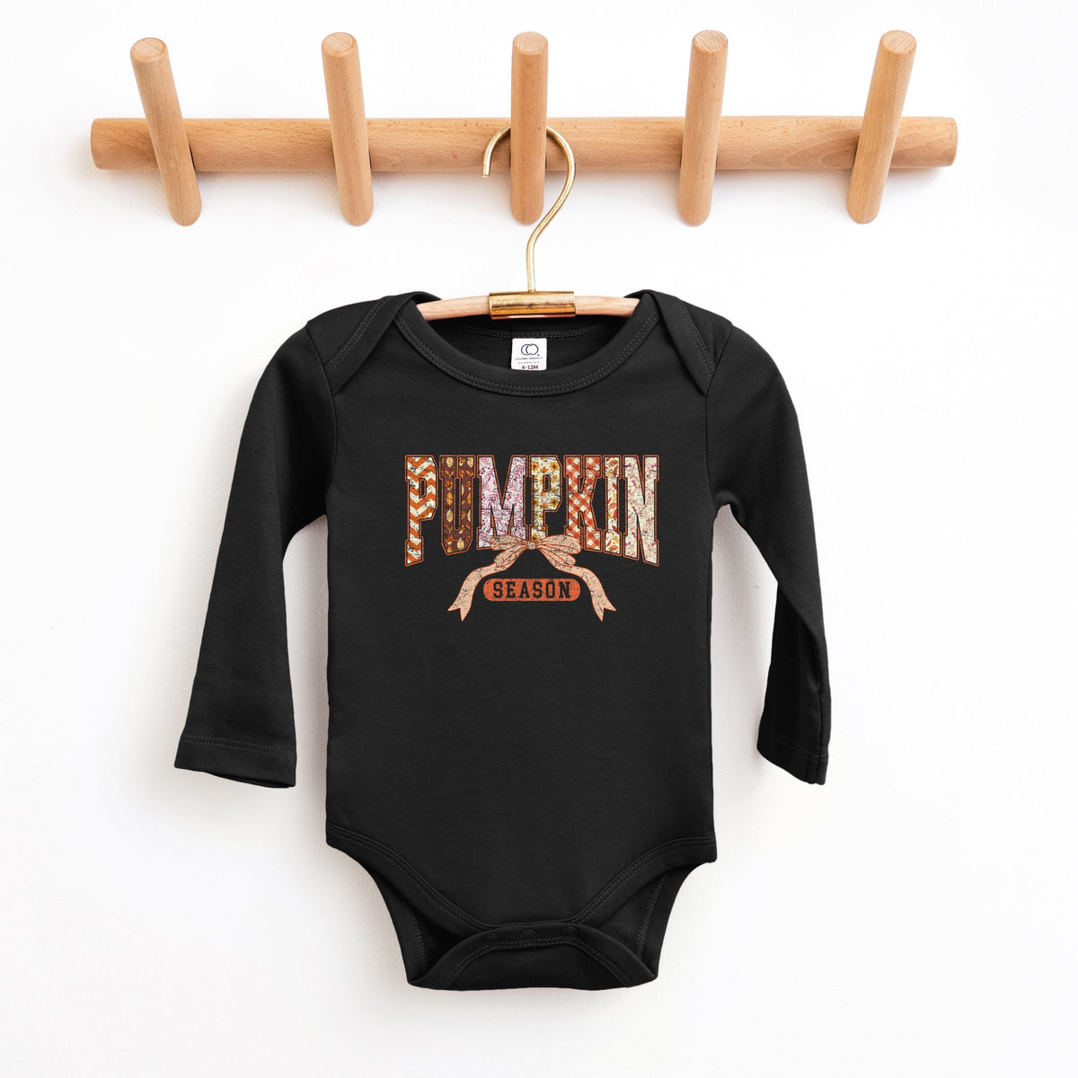Pumpkin Season Patterns - Baby Long Sleeve Bodysuit