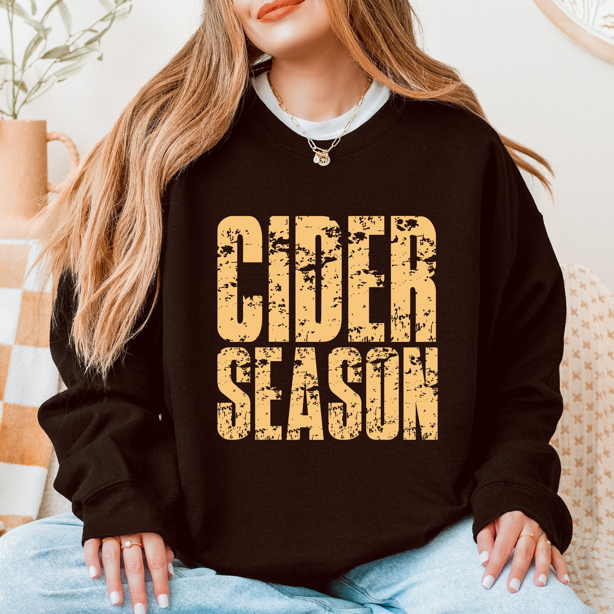 Cider Season Block Distressed - Women's Graphic Sweatshirt