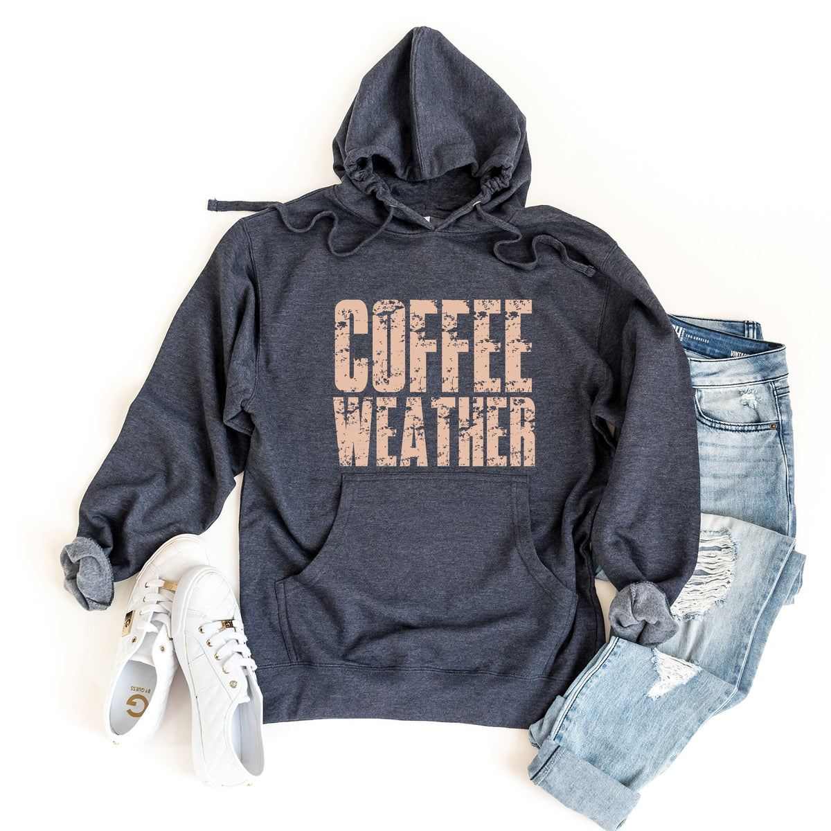 Coffee Weather Block Distressed - Women's Graphic Hoodie