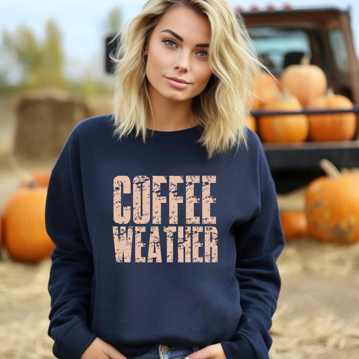 Coffee Weather Block Distressed - Women's Graphic Sweatshirt