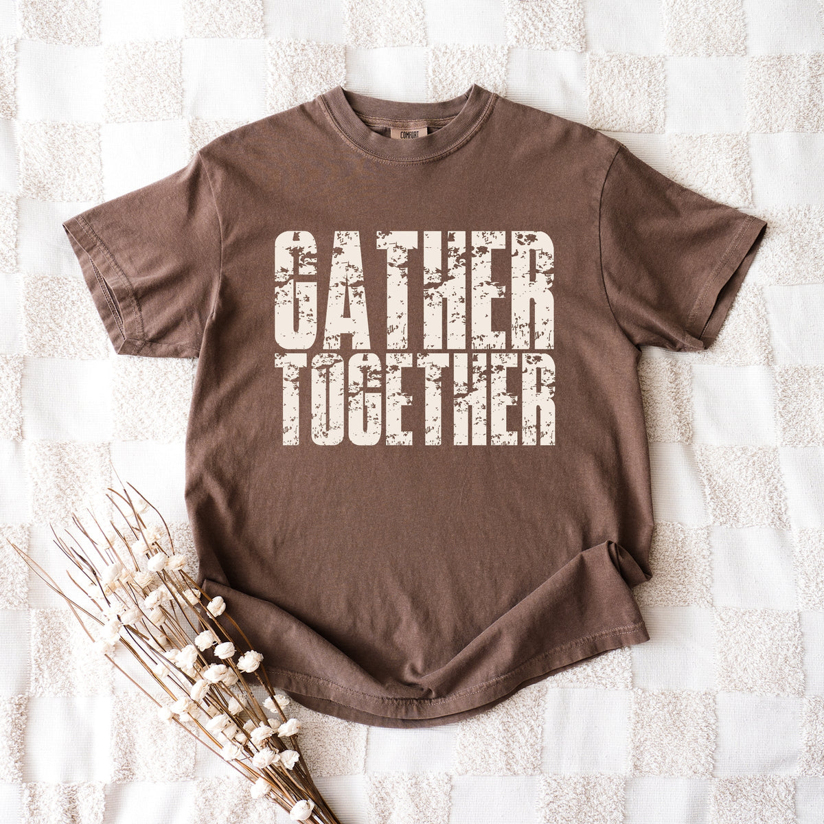 Gather Together Block Distressed - Women's Garment Dyed Graphic T-Shirt