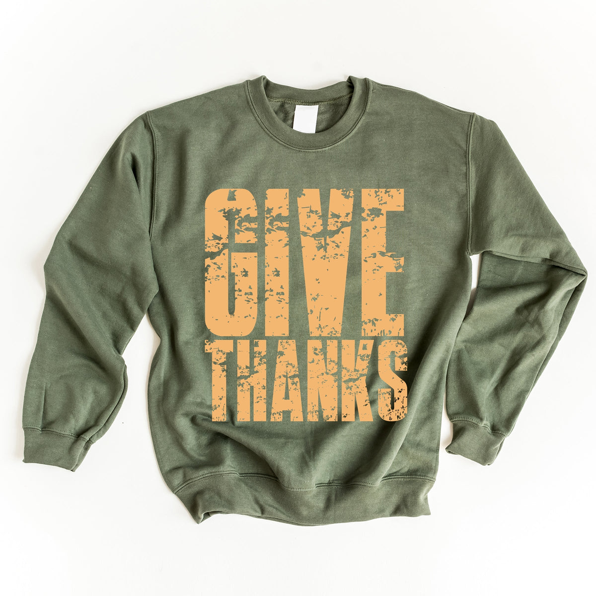 Give Thanks Block Distressed - Women's Graphic Sweatshirt