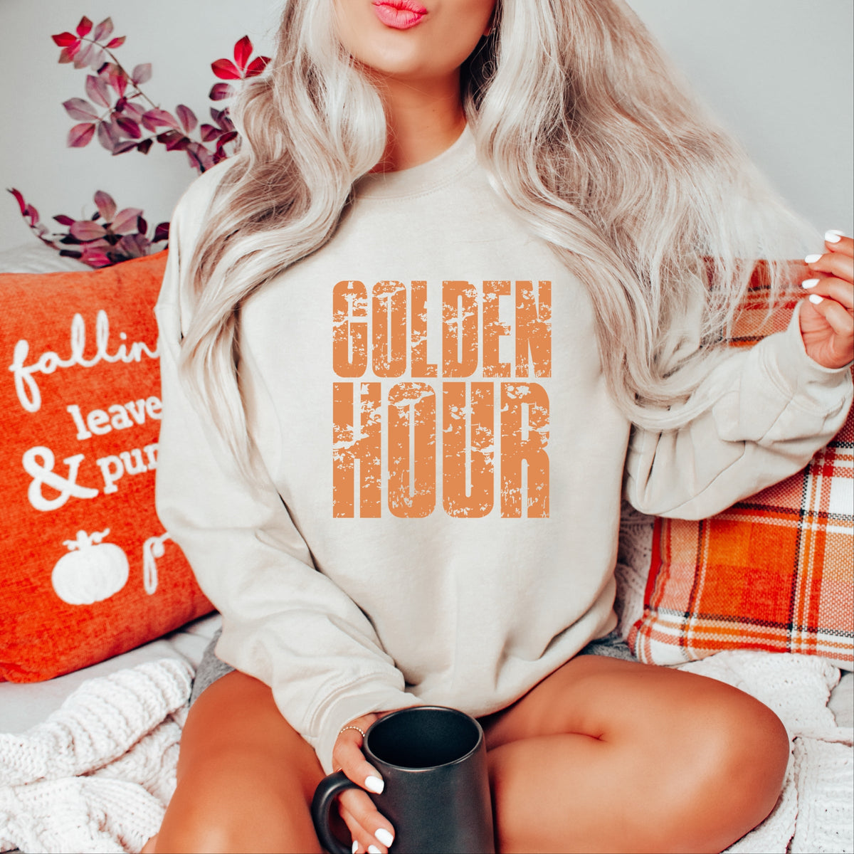 Golden Hour Block Distressed - Women's Graphic Sweatshirt