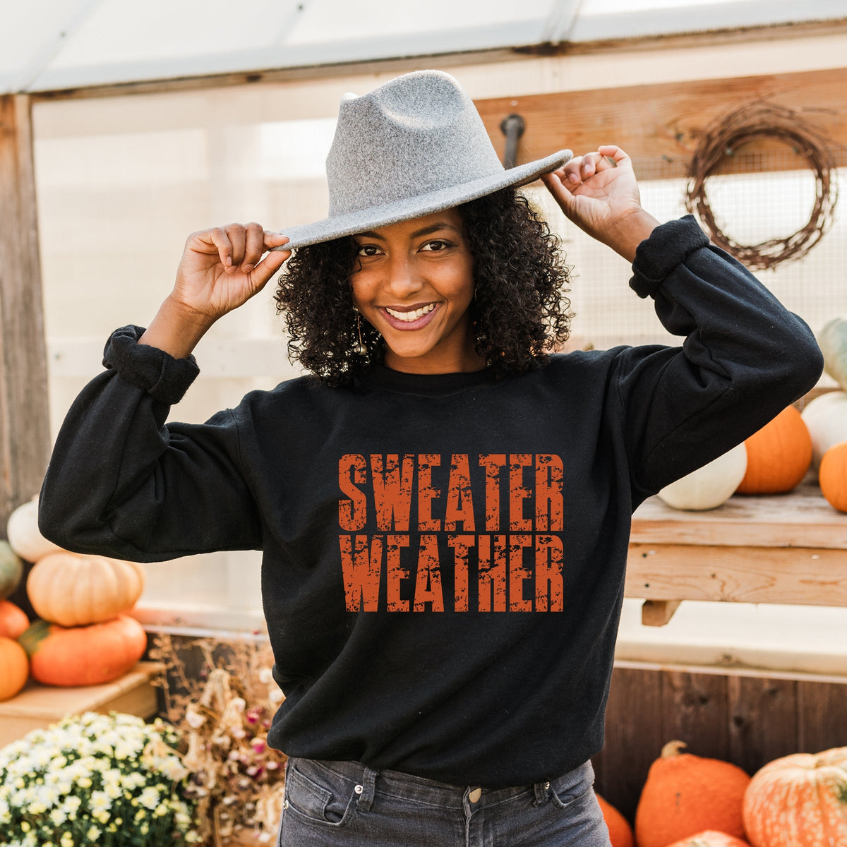 Sweater Weather Block Distressed - Women's Graphic Sweatshirt