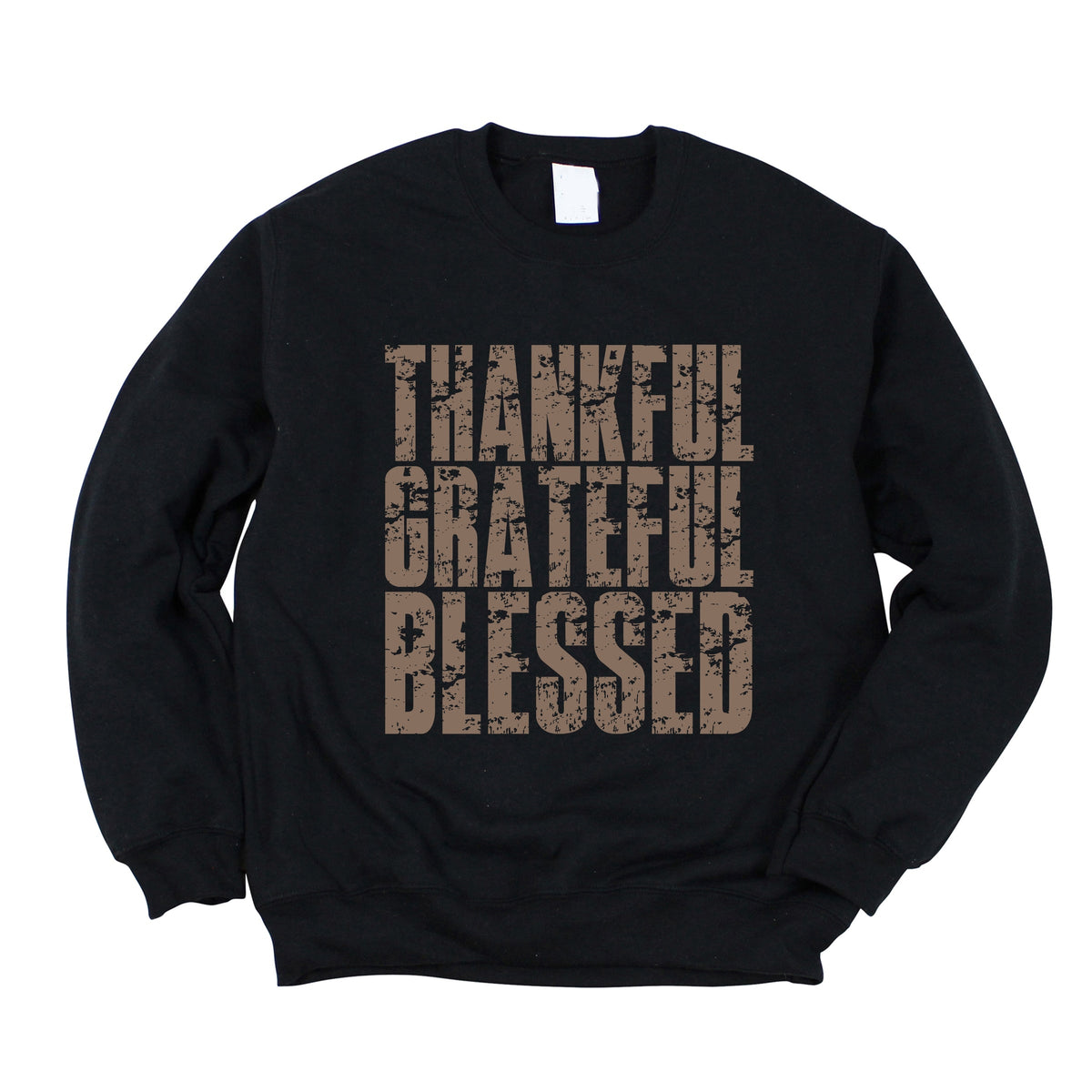 Thankful Grateful Blessed Block Distressed - Women's Graphic Sweatshirt