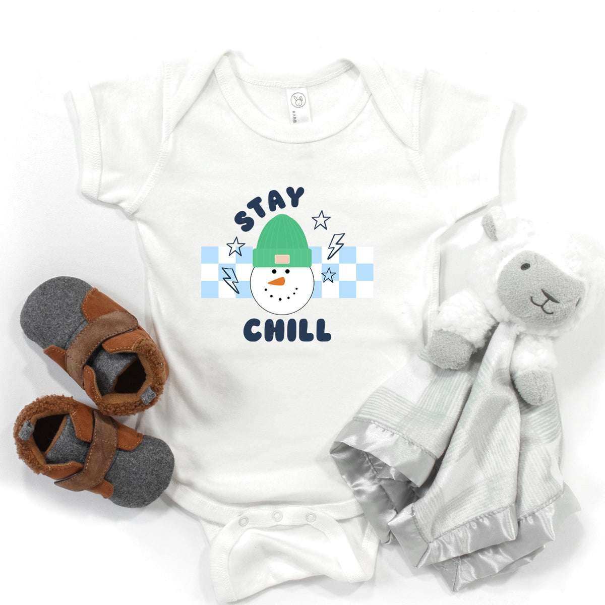 Stay Chill Checkered - Baby Short Sleeve Graphic Bodysuit
