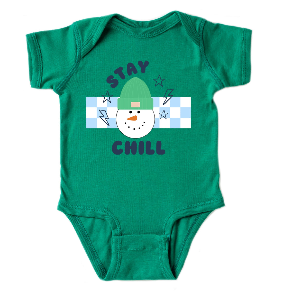 Stay Chill Checkered - Baby Short Sleeve Graphic Bodysuit