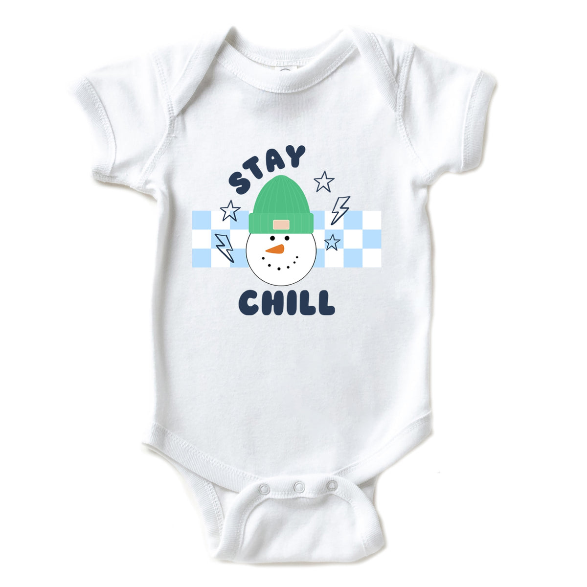 Stay Chill Checkered - Baby Short Sleeve Graphic Bodysuit