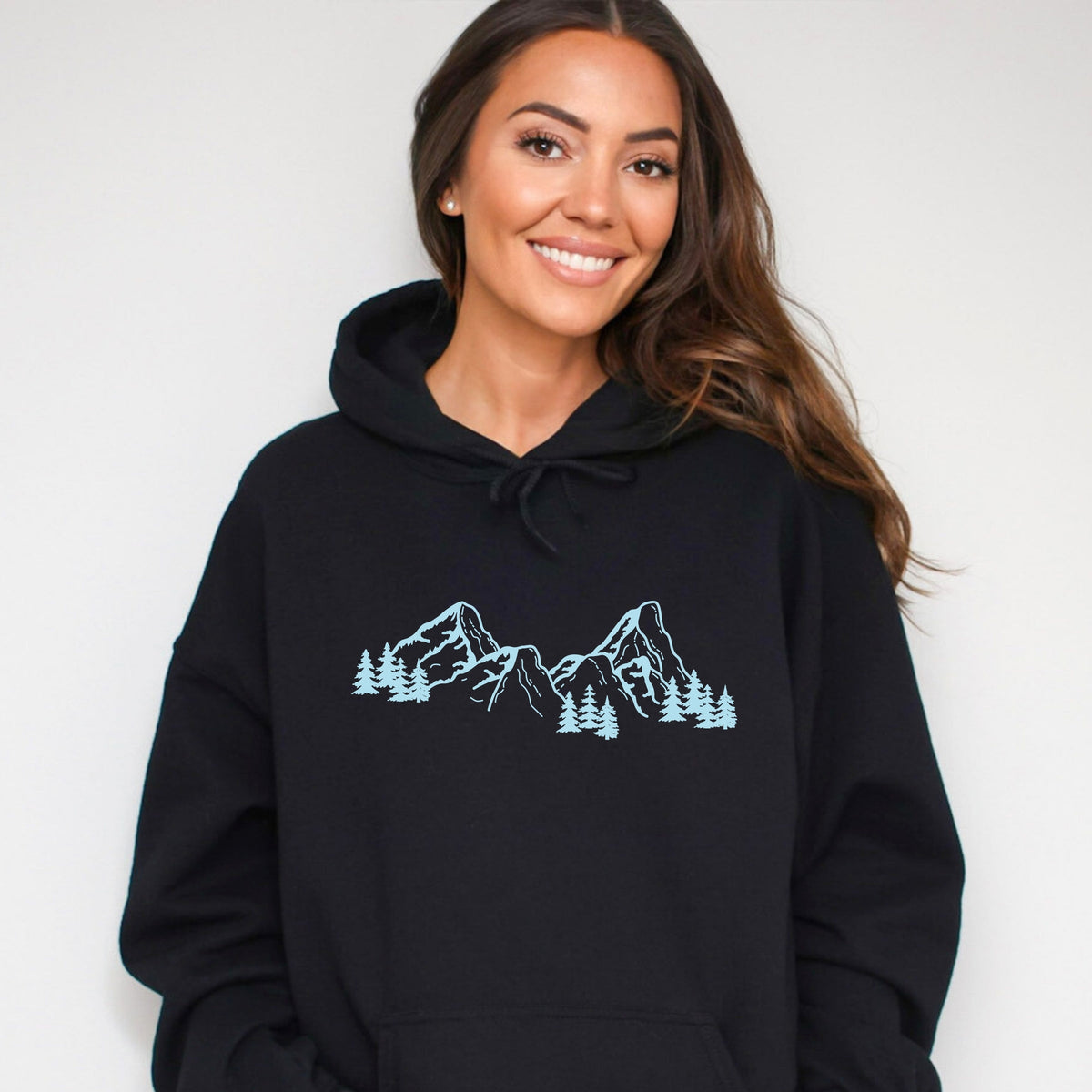 Mountain Range and Trees - Women's Graphic Hoodie