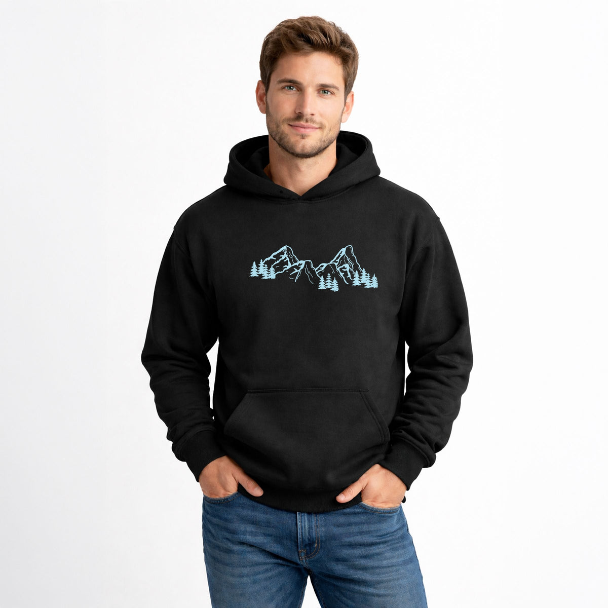 Mountain Range and Trees - Men's Graphic Hoodie