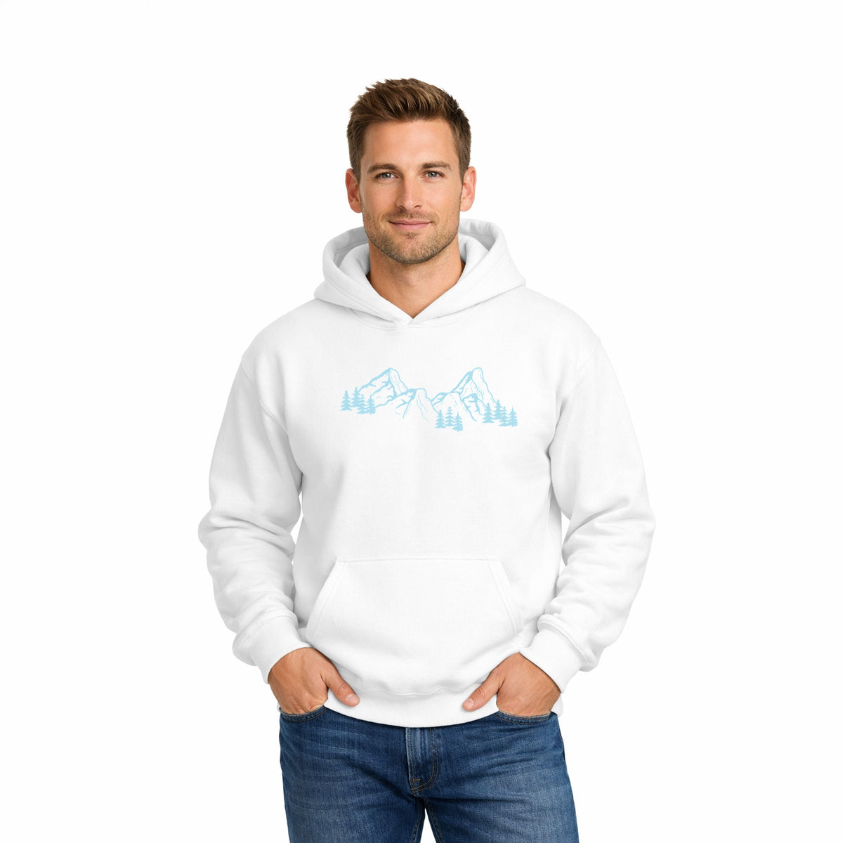 Mountain Range and Trees - Men's Graphic Hoodie