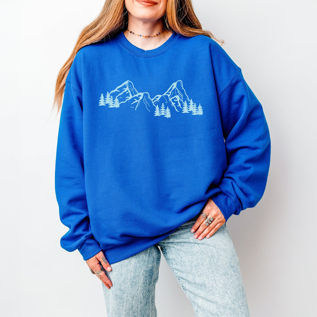 Mountain Range and Trees - Women's Graphic Sweatshirt