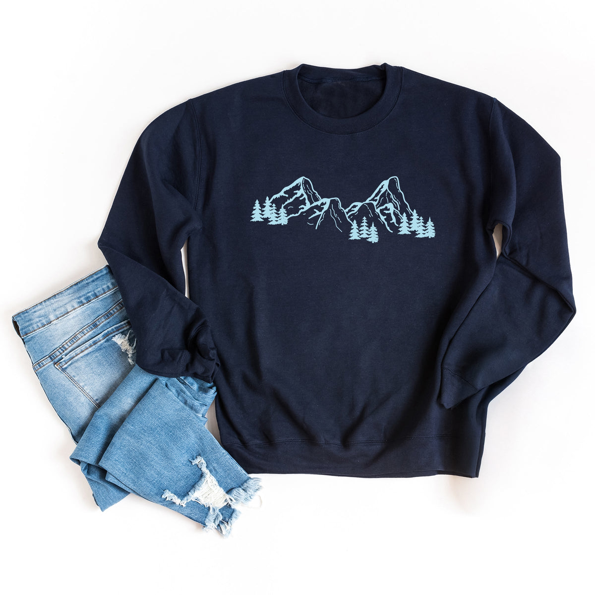 Mountain Range and Trees - Women's Graphic Sweatshirt