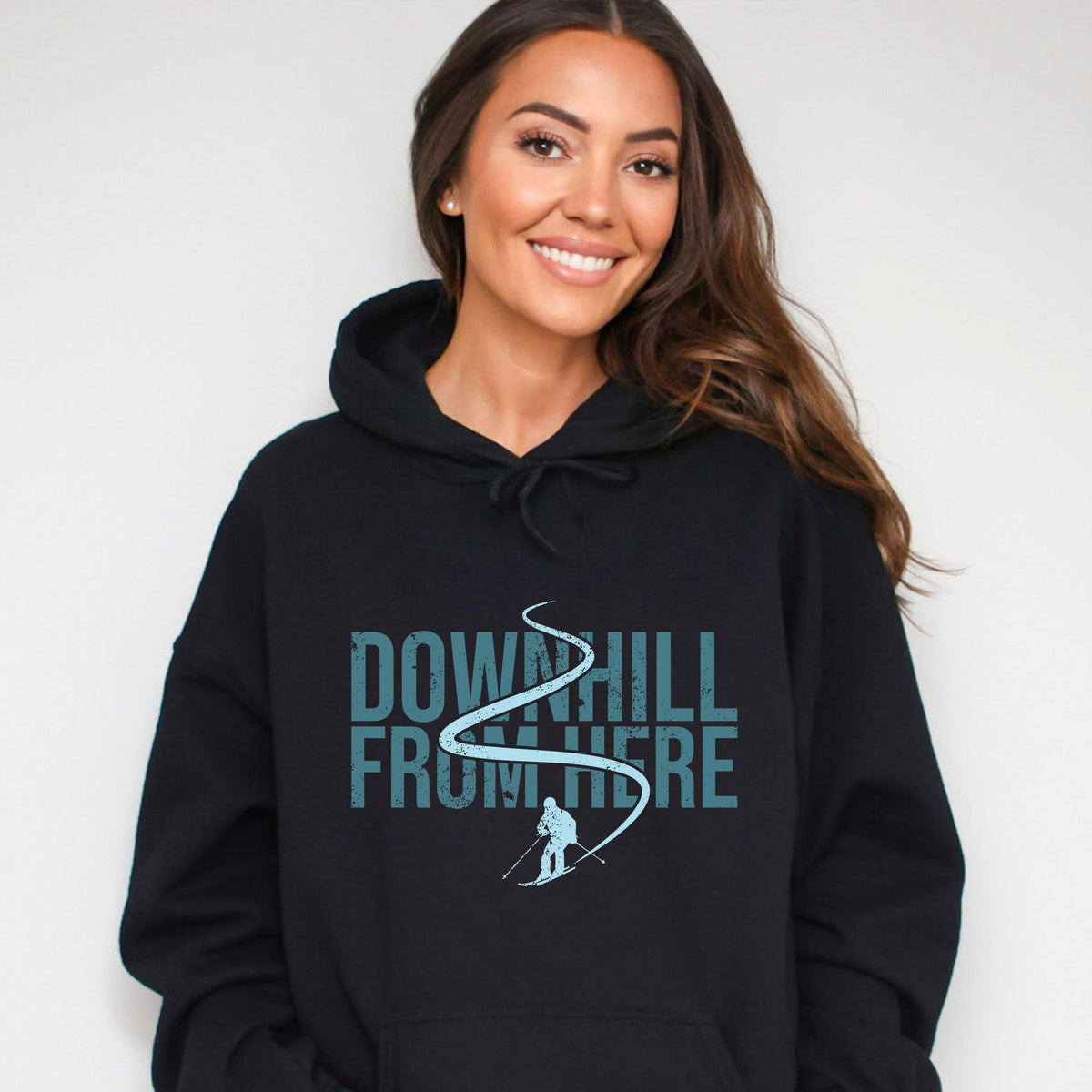 Downhill From Here Skiing - Women's Graphic Hoodie