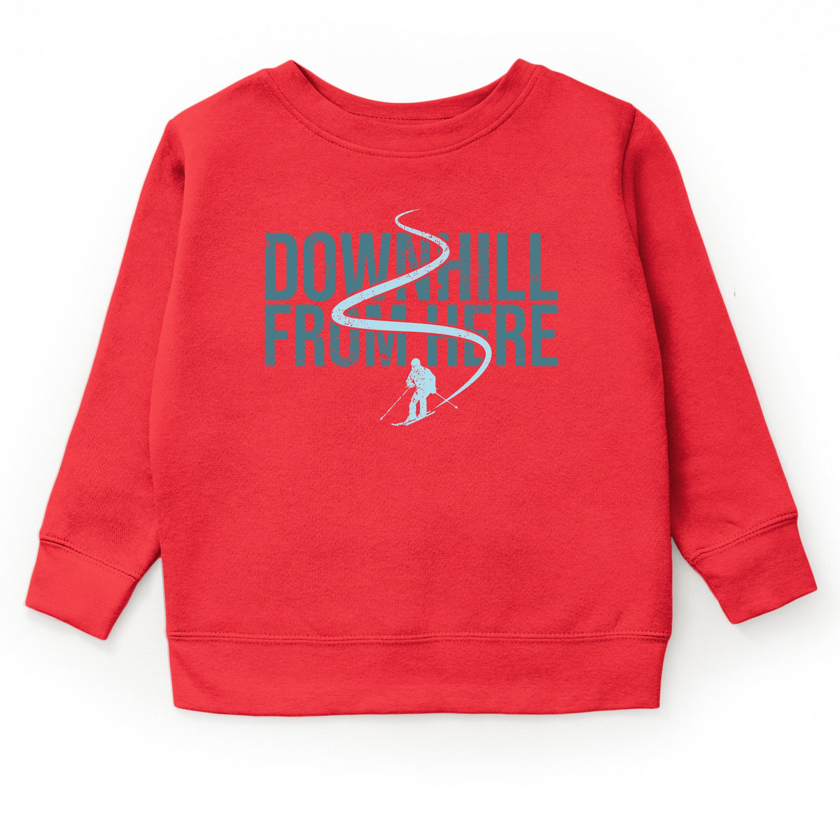 Downhill From Here Skiing - Youth Graphic Sweatshirt
