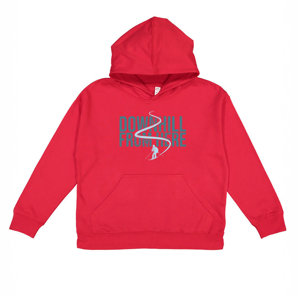 Downhill From Here Skiing - Youth Graphic Hoodie