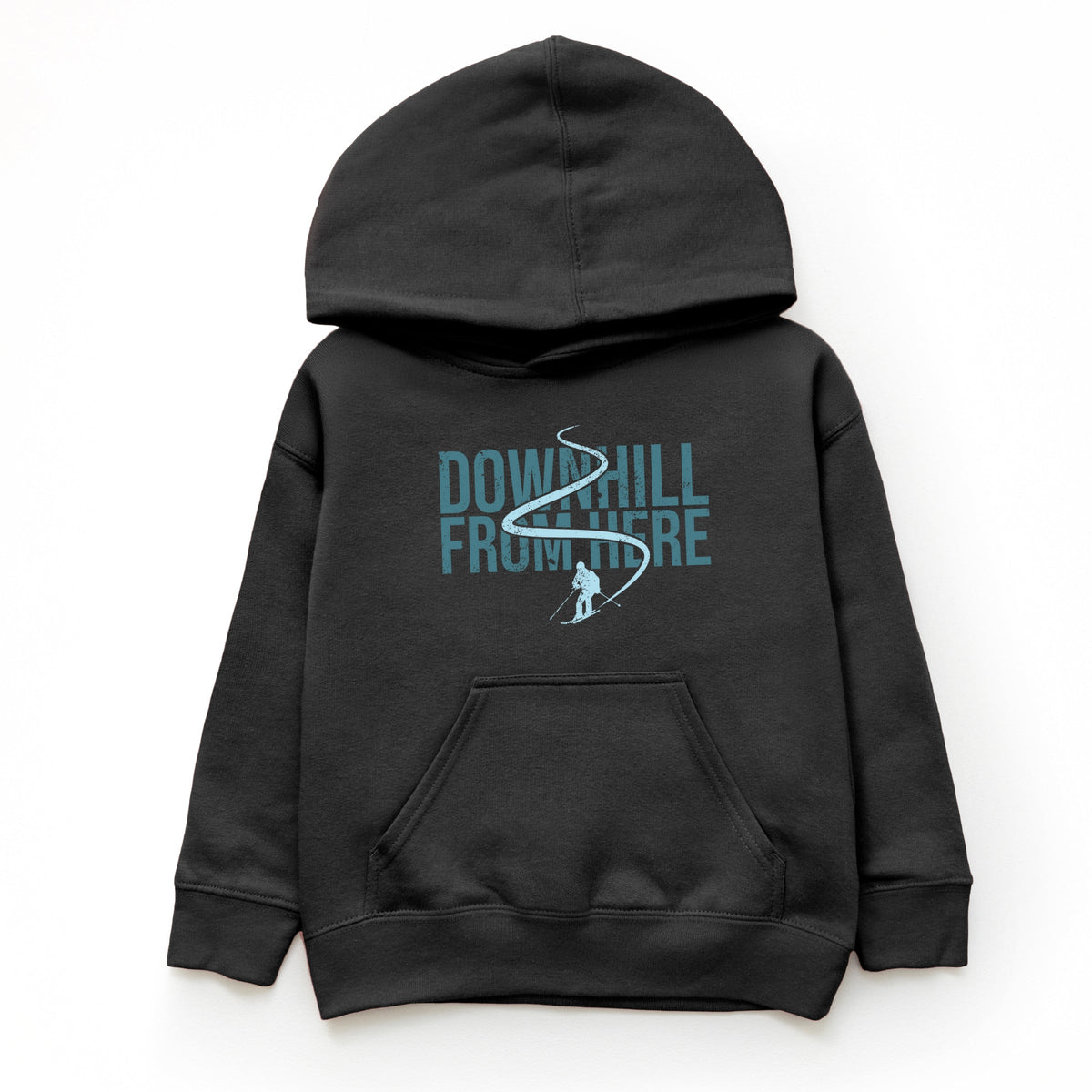 Downhill From Here Skiing - Youth Graphic Hoodie