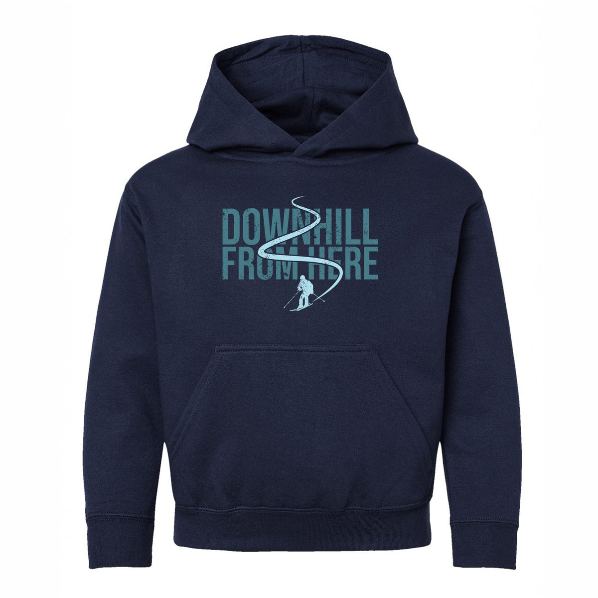 Downhill From Here Skiing - Youth Graphic Hoodie