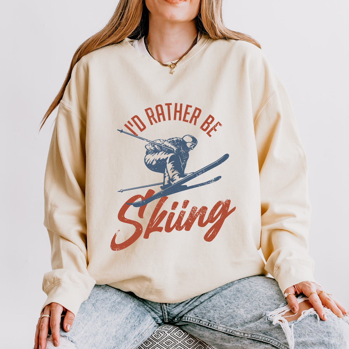 I'd Rather Be Skiing - Women's Lightweight Garment Dyed Sweatshirt