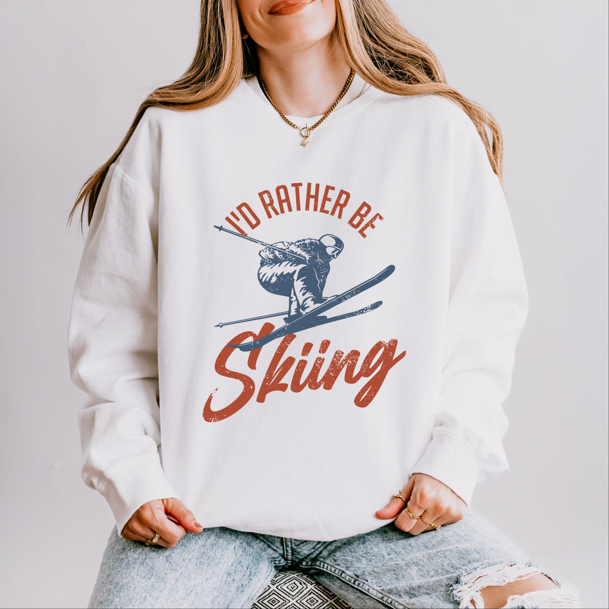 I'd Rather Be Skiing - Women's Lightweight Garment Dyed Sweatshirt