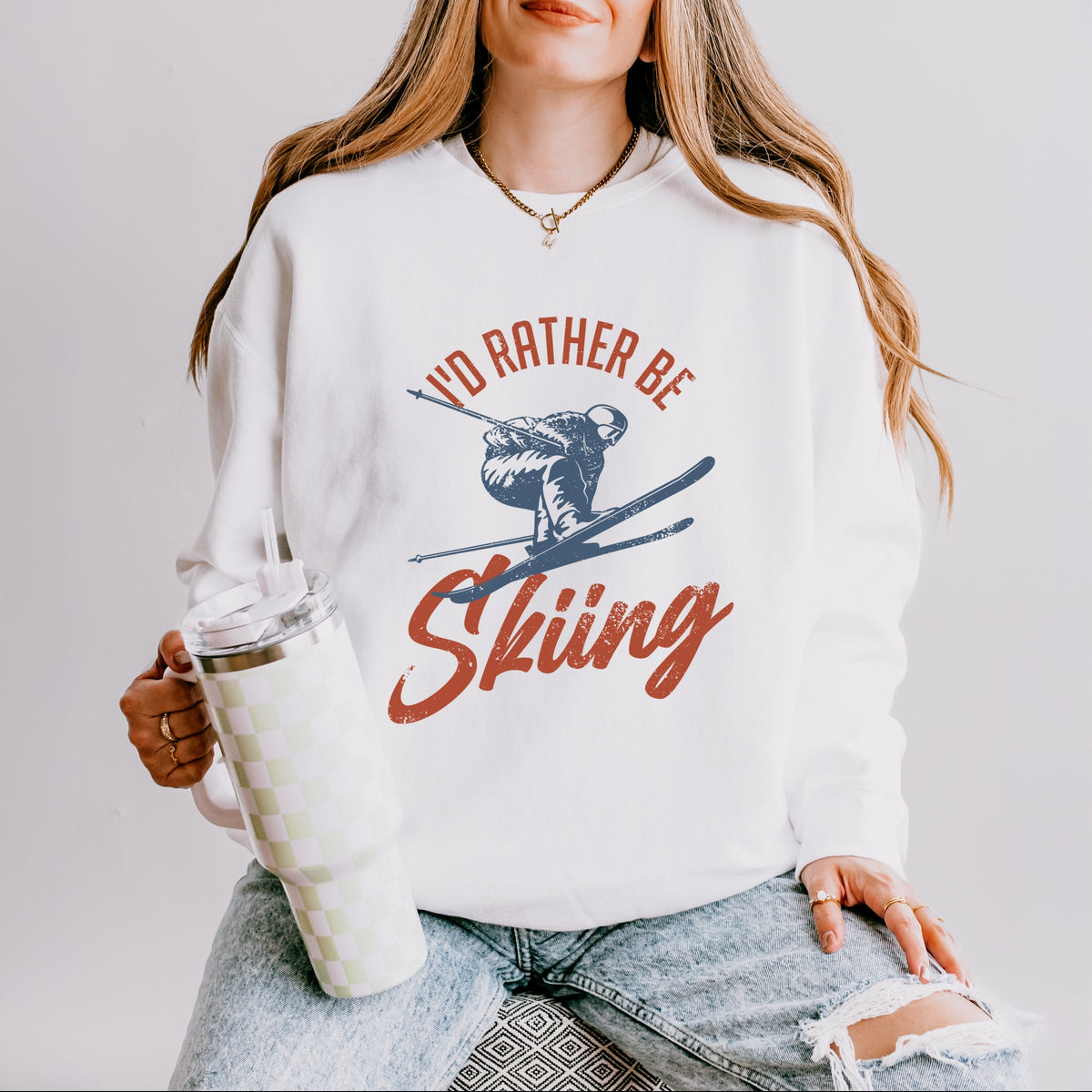 I'd Rather Be Skiing - Women's Lightweight Garment Dyed Sweatshirt