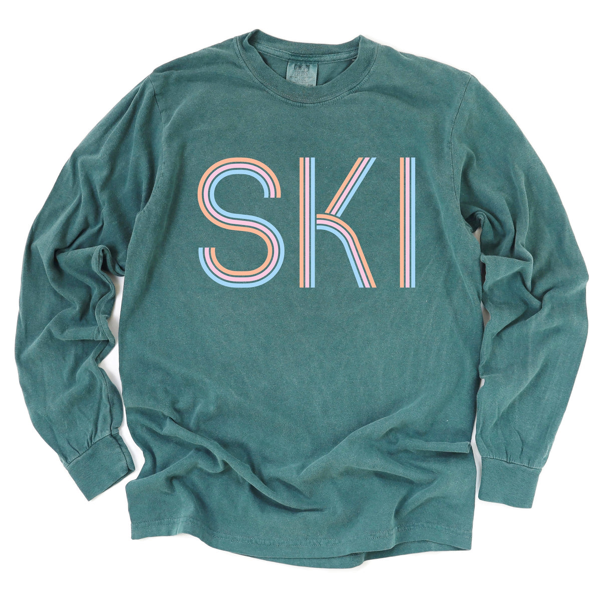 Ski Pastel - Women's Garment Dyed Long Sleeve Graphic T-Shirt