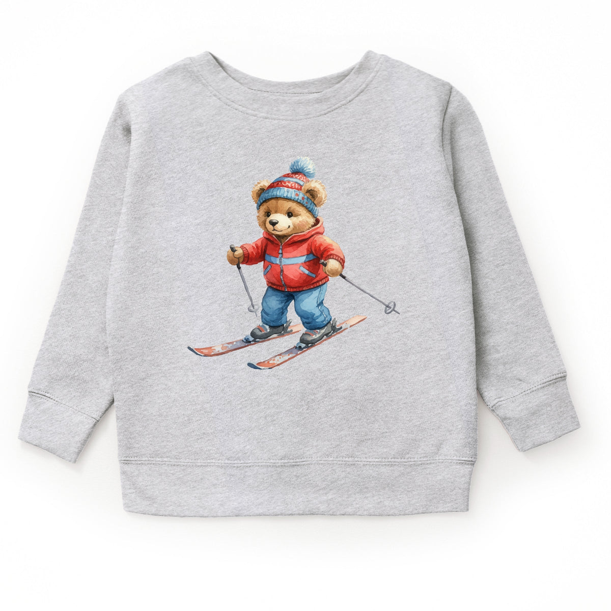 Skiing Bear Watercolor - Youth Graphic Sweatshirt