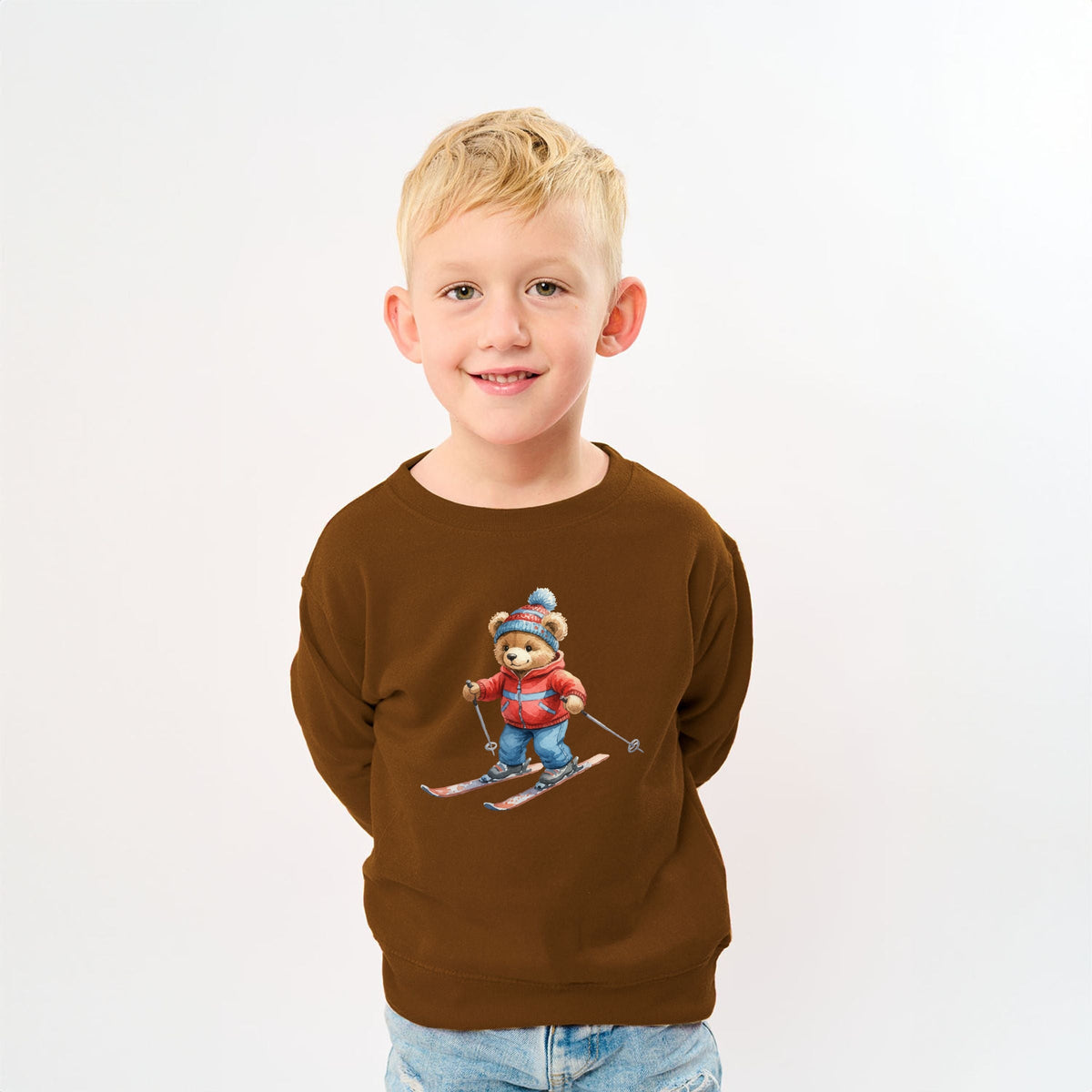 Skiing Bear Watercolor - Youth Graphic Sweatshirt