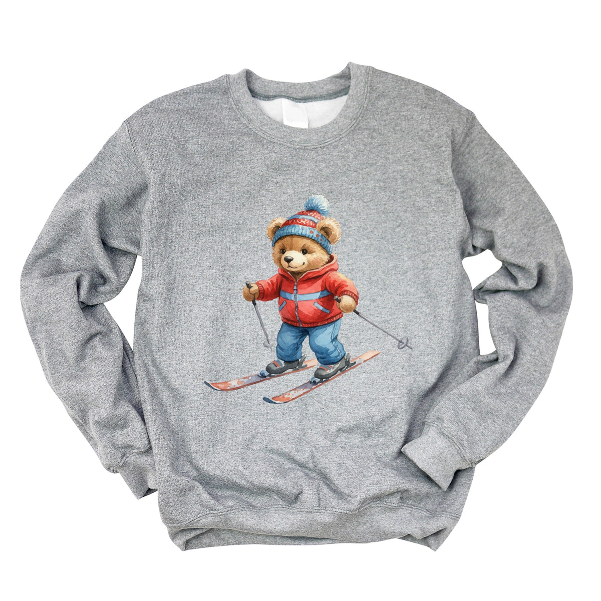 Skiing Bear Watercolor - Women's Graphic Sweatshirt