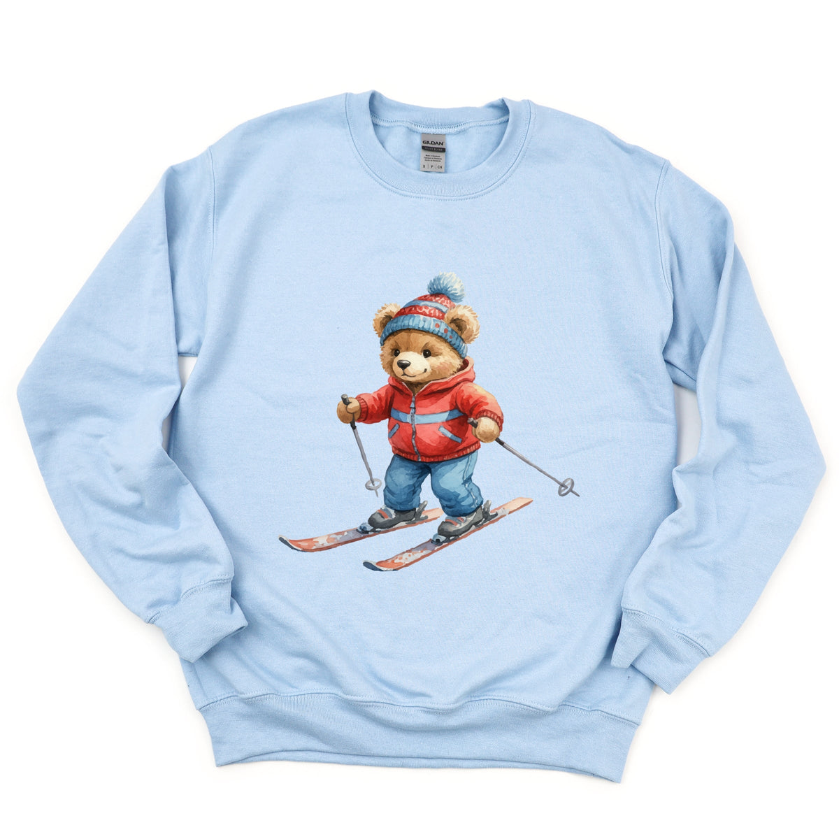 Skiing Bear Watercolor - Women's Graphic Sweatshirt
