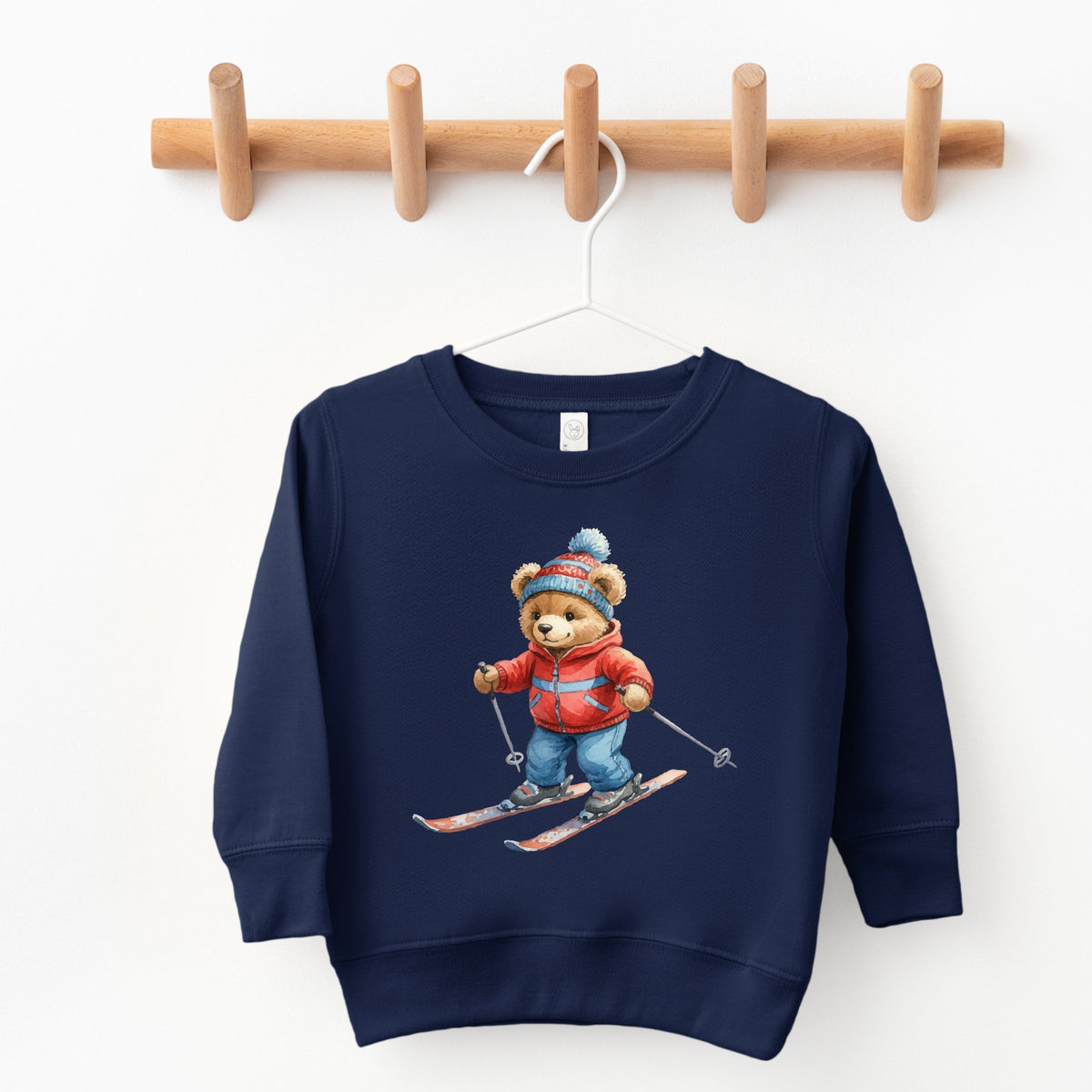 Skiing Bear Watercolor - Toddler Graphic Sweatshirt