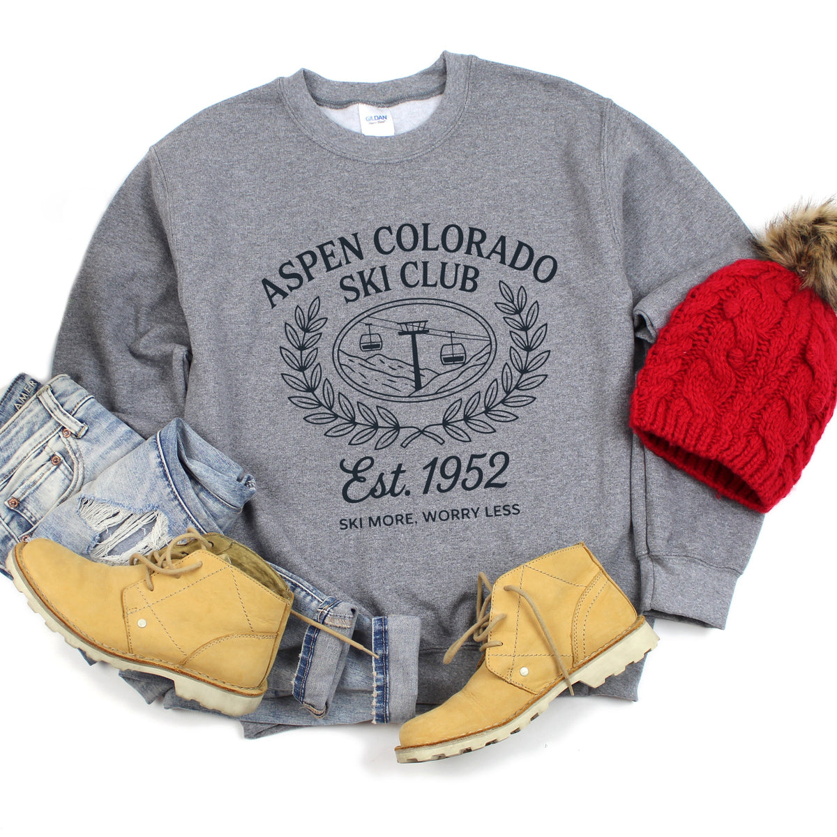 Aspen Colorado Ski Club Laurel Leaves - Women's Graphic Sweatshirt