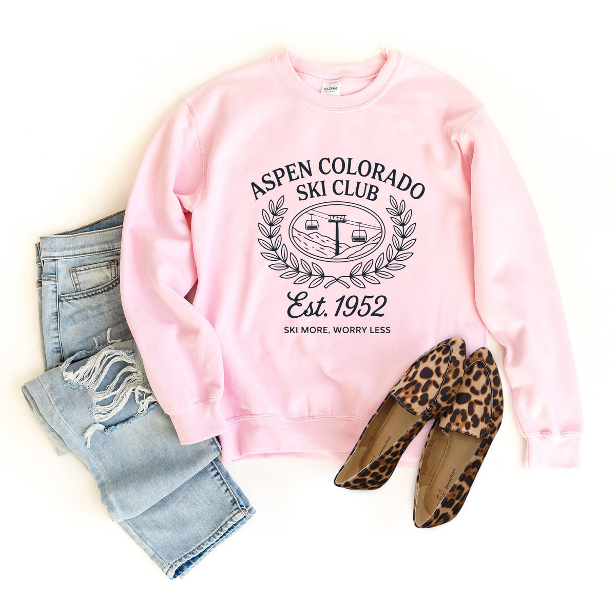 Aspen Colorado Ski Club Laurel Leaves - Women's Graphic Sweatshirt