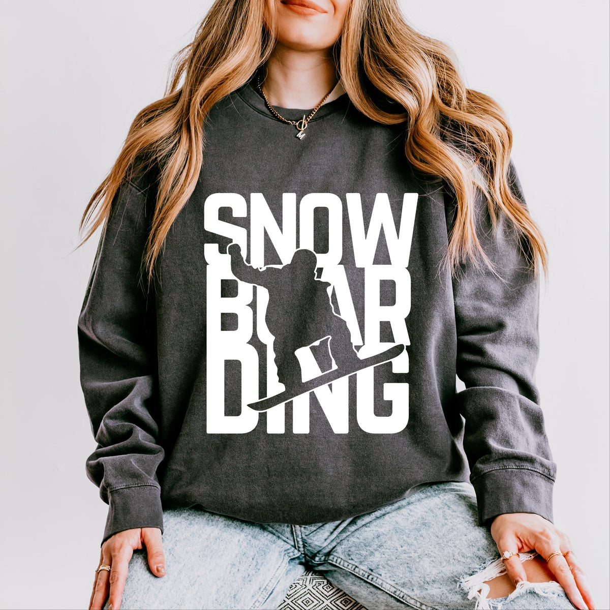Snowboarding Silhouette Block - Women's Lightweight Garment Dyed Sweatshirt