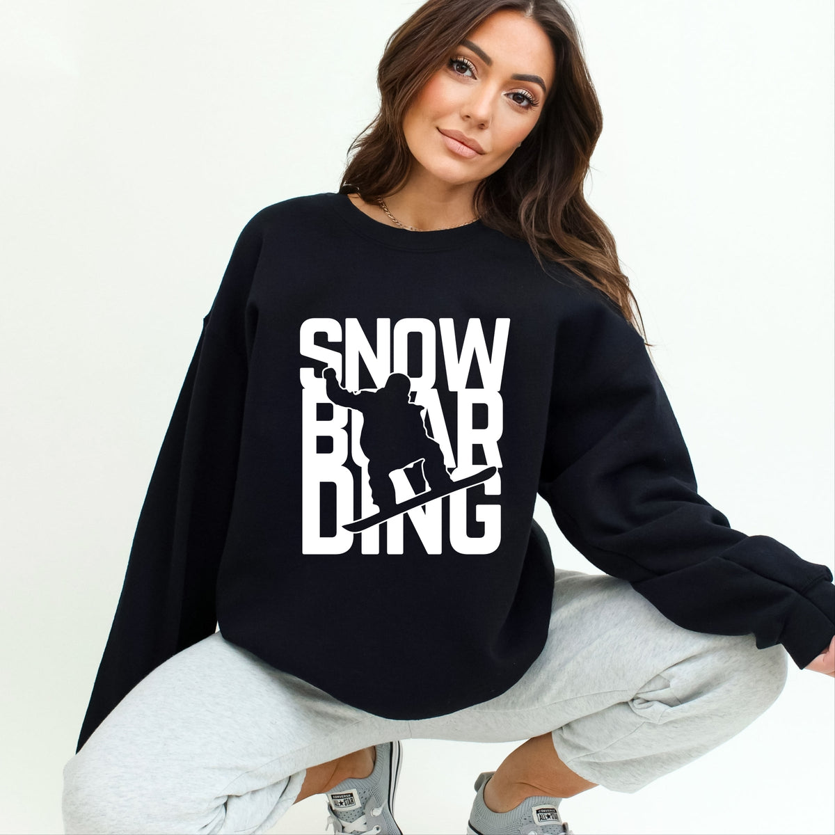 Snowboarding Silhouette Block - Women's Graphic Sweatshirt