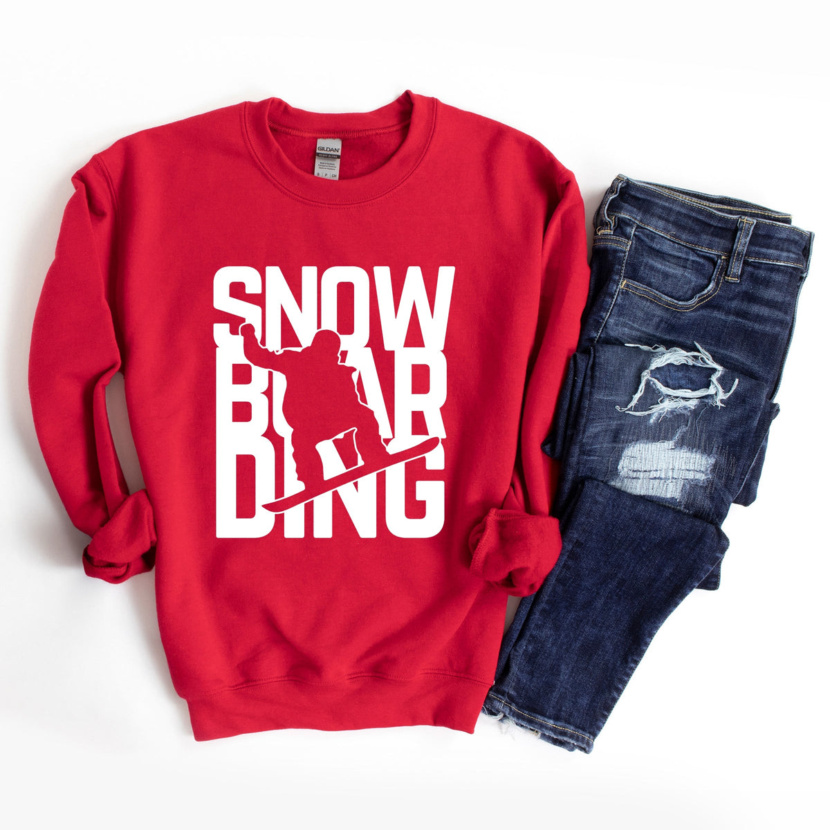 Snowboarding Silhouette Block - Women's Graphic Sweatshirt